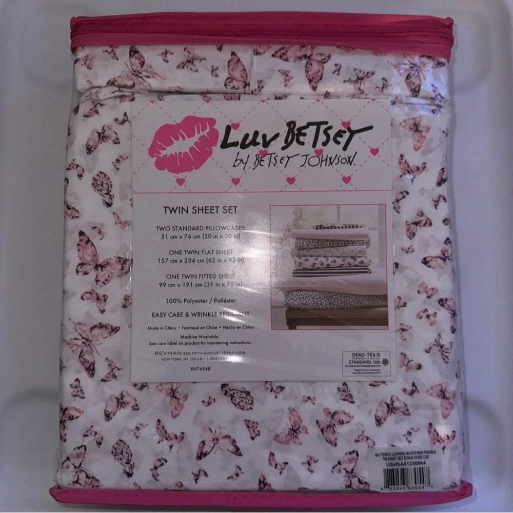 Betsey Johnson twin 6 Piece Butterfly Sheet Set